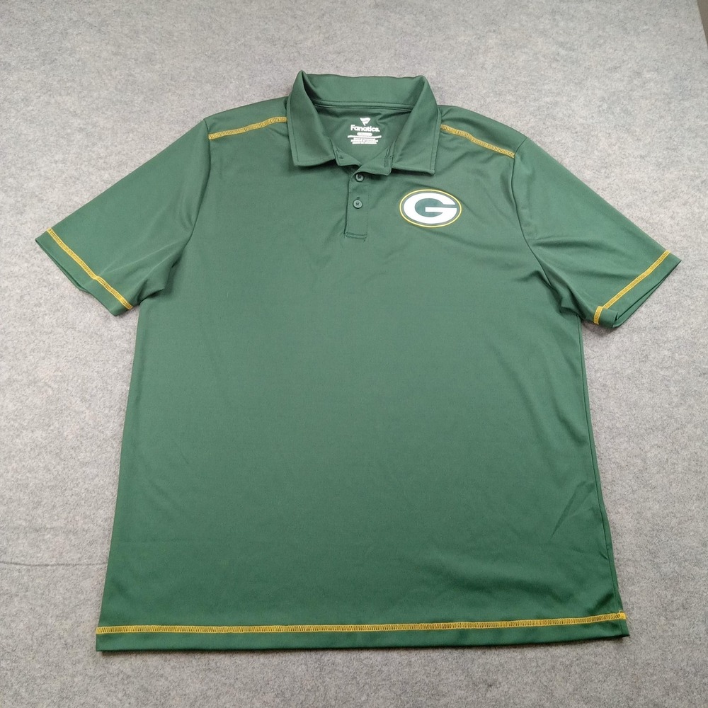 Green Bay Packers Shirt Mens XL Green NFL Football Fanatics Polo Short Sleeve